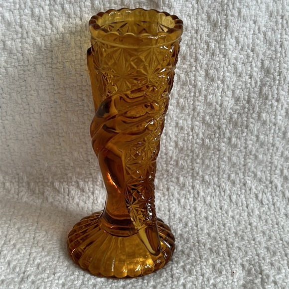 Geo. Duncan & Sons | Cornucopia Hand Vase - Amber-5”-EUC - Picture 2 of 5